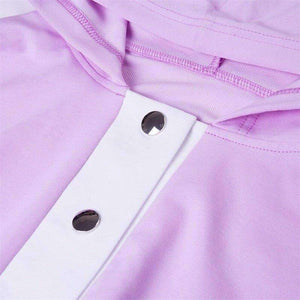 Planet Gates Autumn New Design 2 Piece Set Women Purple 4 Colors Button Hoodies Cut Off Pant Female Casual Sets Winter Fashion