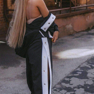 Planet Gates Autumn New Design 2 Piece Set Women Purple 4 Colors Button Hoodies Cut Off Pant Female Casual Sets Winter Fashion