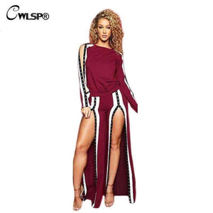 Planet Gates Autumn new fashion Ladies Striped suits with Button Casual Pullover Top Women Sets Female Clothes Split pants QZ2436