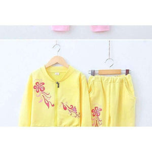 Planet Gates Autumn teenage girl clothing sets baby girls lovely flower candy color sports suits kids cotton jogging set children clothes