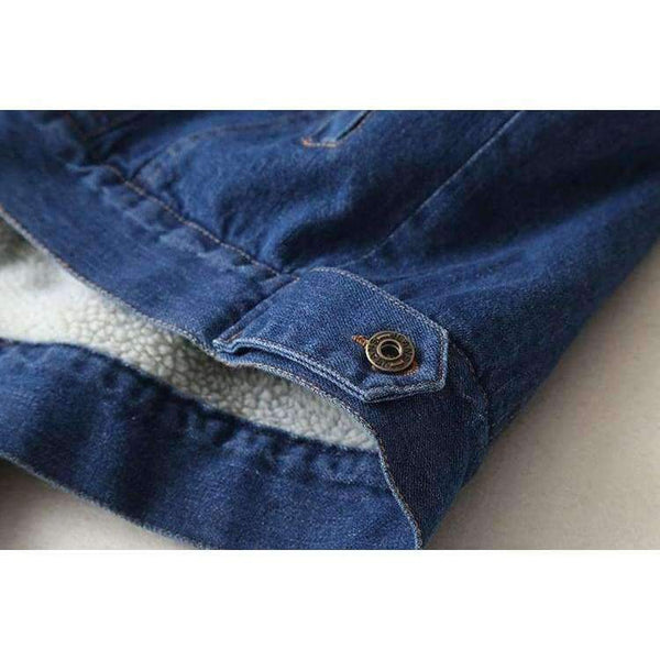 Planet Gates Autumn Winter denim jacket women long sleeve lambswool jean jackets with buttons basic coat streetwear  902133