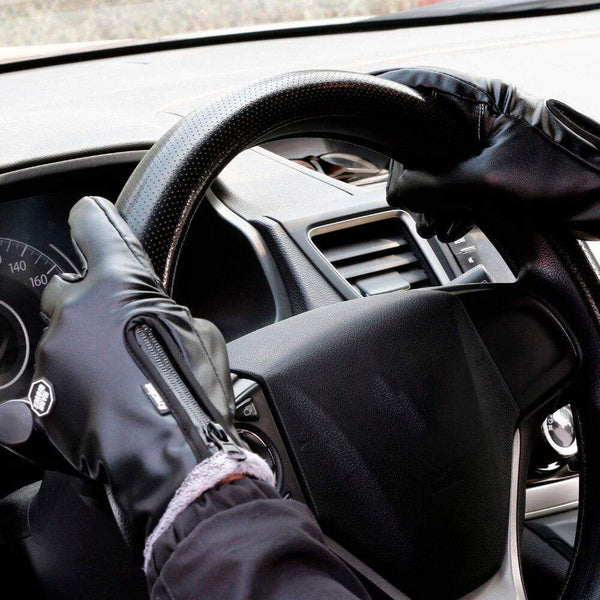 Planet Gates Autumn Winter Men Touch Screen Leather Gloves Waterproof Ladies Fashion Cool Black Velvet Warm Outdoor Windproof Non-Slip Gloves