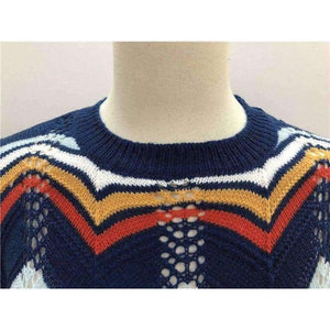 Planet Gates Autumn Winter Women Colorful Striped Sweater 2018 Casual Long Sleeve O-neck Knitted Pullovers Female Tricot Knitwear