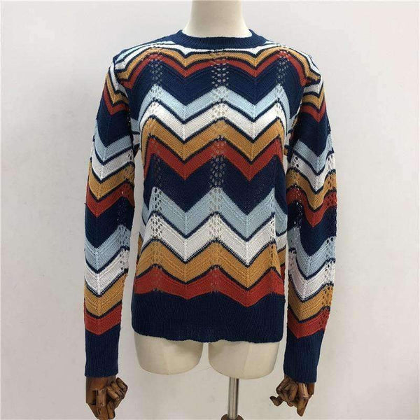 Planet Gates Autumn Winter Women Colorful Striped Sweater 2018 Casual Long Sleeve O-neck Knitted Pullovers Female Tricot Knitwear