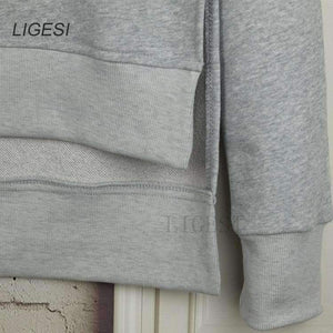 Planet Gates Autumn Winter Women Cotton Tracksuit 2 Piece Set Clothing Solid Sportswear Suit Woman Irregular Hoodies Set Costumes