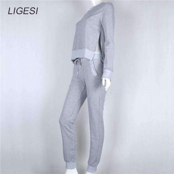 Planet Gates Autumn Winter Women Cotton Tracksuit 2 Piece Set Clothing Solid Sportswear Suit Woman Irregular Hoodies Set Costumes