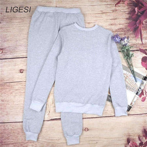 Planet Gates Autumn Winter Women Cotton Tracksuit 2 Piece Set Clothing Solid Sportswear Suit Woman Irregular Hoodies Set Costumes