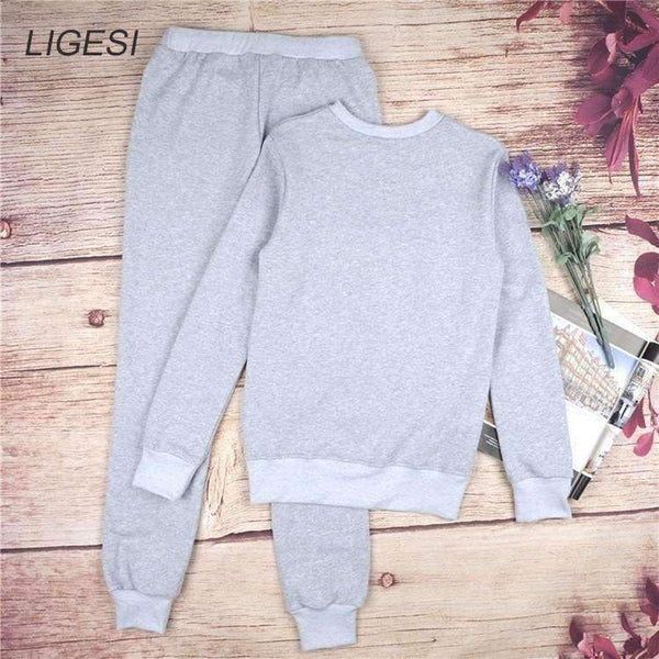 Planet Gates Autumn Winter Women Cotton Tracksuit 2 Piece Set Clothing Solid Sportswear Suit Woman Irregular Hoodies Set Costumes