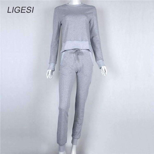 Planet Gates Autumn Winter Women Cotton Tracksuit 2 Piece Set Clothing Solid Sportswear Suit Woman Irregular Hoodies Set Costumes