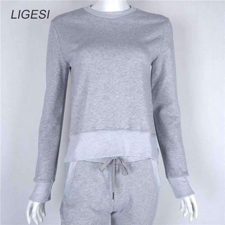 Planet Gates Autumn Winter Women Cotton Tracksuit 2 Piece Set Clothing Solid Sportswear Suit Woman Irregular Hoodies Set Costumes