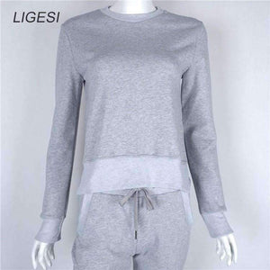 Planet Gates Autumn Winter Women Cotton Tracksuit 2 Piece Set Clothing Solid Sportswear Suit Woman Irregular Hoodies Set Costumes