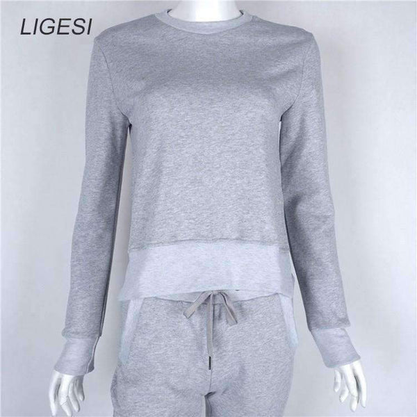 Planet Gates Autumn Winter Women Cotton Tracksuit 2 Piece Set Clothing Solid Sportswear Suit Woman Irregular Hoodies Set Costumes