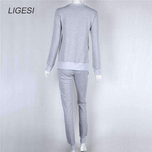 Planet Gates Autumn Winter Women Cotton Tracksuit 2 Piece Set Clothing Solid Sportswear Suit Woman Irregular Hoodies Set Costumes