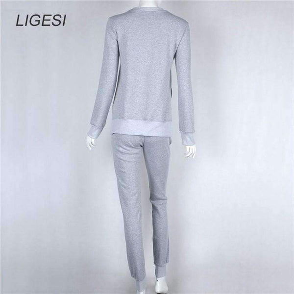 Planet Gates Autumn Winter Women Cotton Tracksuit 2 Piece Set Clothing Solid Sportswear Suit Woman Irregular Hoodies Set Costumes