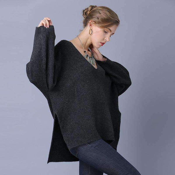 Planet Gates Autumn Winter Women Knitted Sweaters Long Sleeve Female Pullovers Casual Loose Khaki Black Plus Size Sexy Sweaters