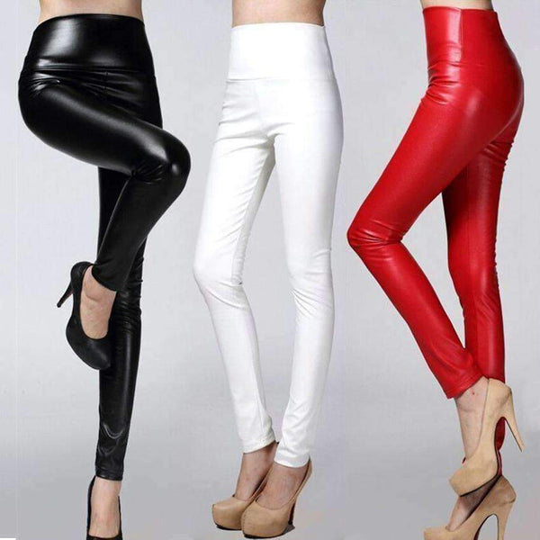 Planet Gates Autumn winter Women legging skinny PU leather pencil Leggings slim faux Leather Pants female fashion thick fleece trousers