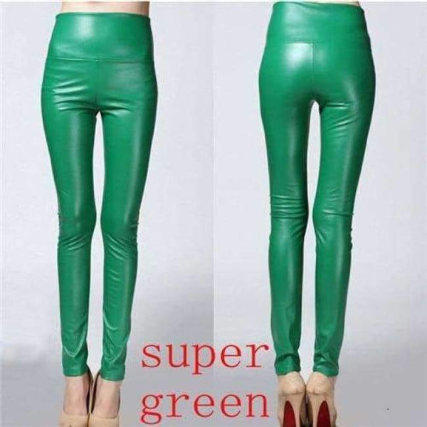 Planet Gates Autumn winter Women legging skinny PU leather pencil Leggings slim faux Leather Pants female fashion thick fleece trousers