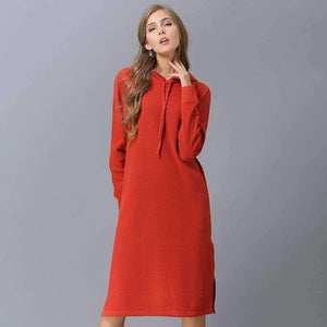 Planet Gates Autumn Winter Women Pullovers Sweaters With Cap Long Loose Knitting Black Blue Gray Thin Sweaters Dress Plus Size