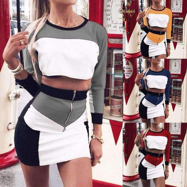 Planet Gates Autumn women crop tops and Mini Skirts Sets 2Pcs Women Tracksuit SweatshirtS 2 piece set women matching sets
