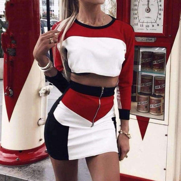 Planet Gates Autumn women crop tops and Mini Skirts Sets 2Pcs Women Tracksuit SweatshirtS 2 piece set women matching sets