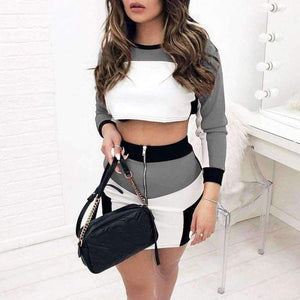 Planet Gates Autumn women crop tops and Mini Skirts Sets 2Pcs Women Tracksuit SweatshirtS 2 piece set women matching sets