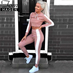 Planet Gates Autumn Women Two Piece Set Tracksuit Outfits Sport Suits Woman 2 Piece Pants Sets Women Striped Hoodies Sweatshirt Crop Top