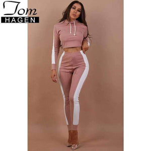 Planet Gates Autumn Women Two Piece Set Tracksuit Outfits Sport Suits Woman 2 Piece Pants Sets Women Striped Hoodies Sweatshirt Crop Top