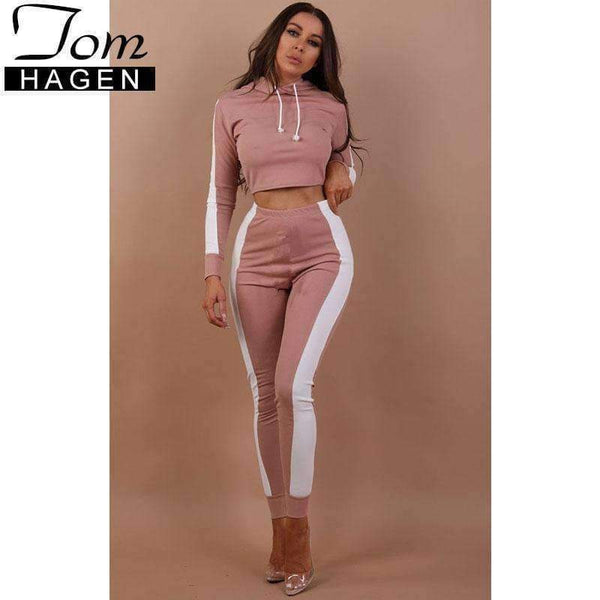 Planet Gates Autumn Women Two Piece Set Tracksuit Outfits Sport Suits Woman 2 Piece Pants Sets Women Striped Hoodies Sweatshirt Crop Top