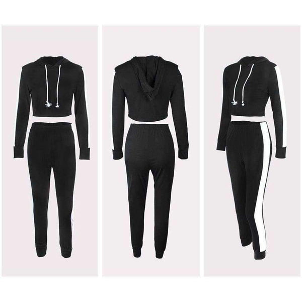 Planet Gates Autumn Women Two Piece Set Tracksuit Outfits Sport Suits Woman 2 Piece Pants Sets Women Striped Hoodies Sweatshirt Crop Top