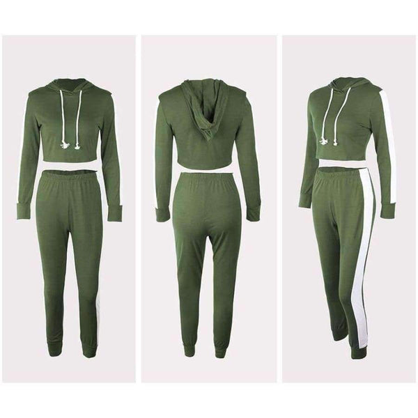 Planet Gates Autumn Women Two Piece Set Tracksuit Outfits Sport Suits Woman 2 Piece Pants Sets Women Striped Hoodies Sweatshirt Crop Top