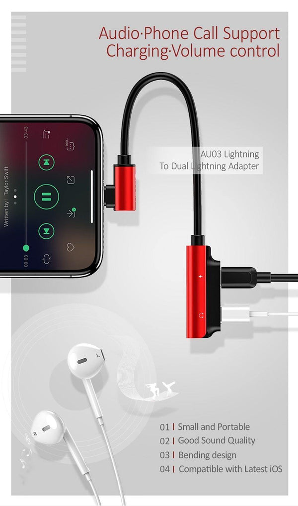 Planet Gates Aux Audio Cable Adapter Lightning to 3.5mm audio Earphone Headphone Charging Adapter USB Cable For iPhone 7 cable Adapter