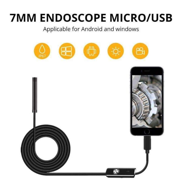 Planet Gates Auxmart 1/2/5M 7mm Lens USB Endoscope Camera Waterproof Wire Snake Tube Inspection Borescope For OTG Compatible Android Phones