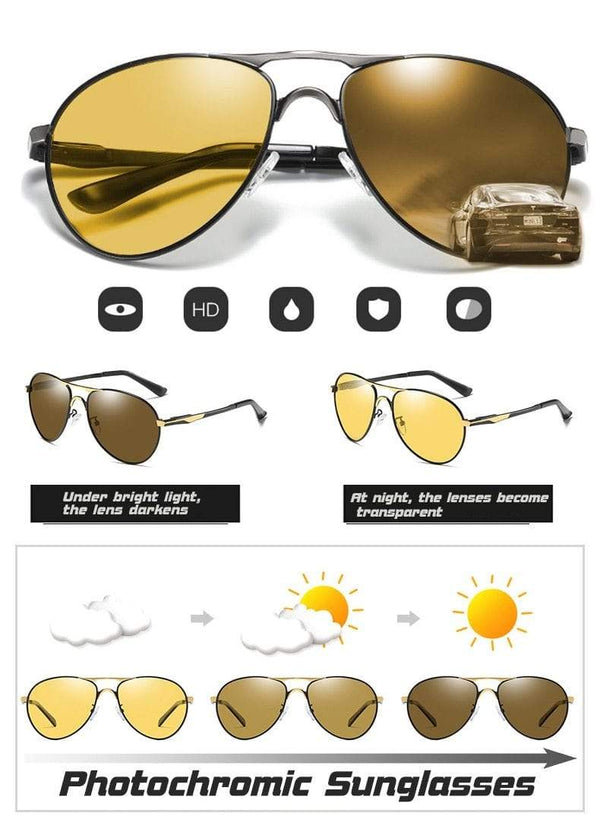 Planet Gates Aviation Photochromic Sunglasses Polarized Men Day Night Vision Driving Sun Glasses Male gafas de sol