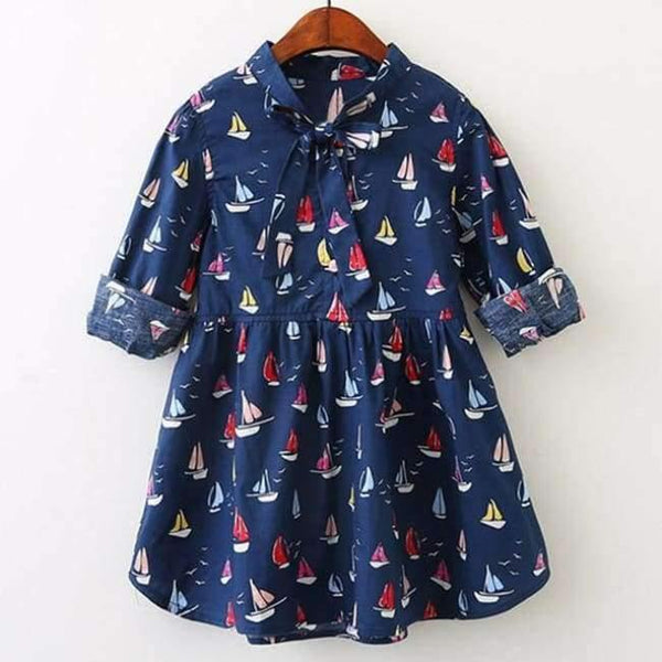 Planet Gates AZ1116 Navy blue / 3T Girls Dress Autumn Winter Brand Girl Clothes Plaid Fur Ball Bow New Design Baby Girls Dress Girls Casual Dresses Kids