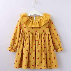 Planet Gates AZ1732 Yellow / 3T Girls Dress Autumn Winter Brand Girl Clothes Plaid Fur Ball Bow New Design Baby Girls Dress Girls Casual Dresses Kids