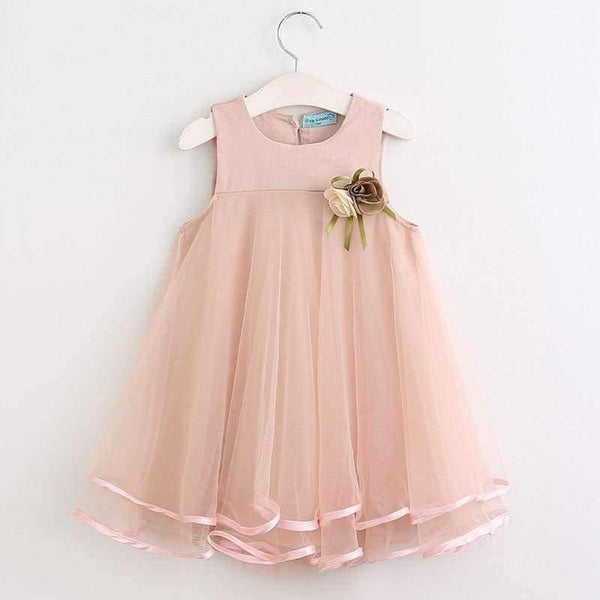 Planet Gates AZ325 pink / 2T Sweet Princess Dress Baby Kids Girls Clothing Wedding Party Dresses Children Clothing Pink Applique