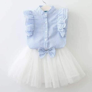 Planet Gates AZ856 blue / 2T Sweet Princess Dress Baby Kids Girls Clothing Wedding Party Dresses Children Clothing Pink Applique