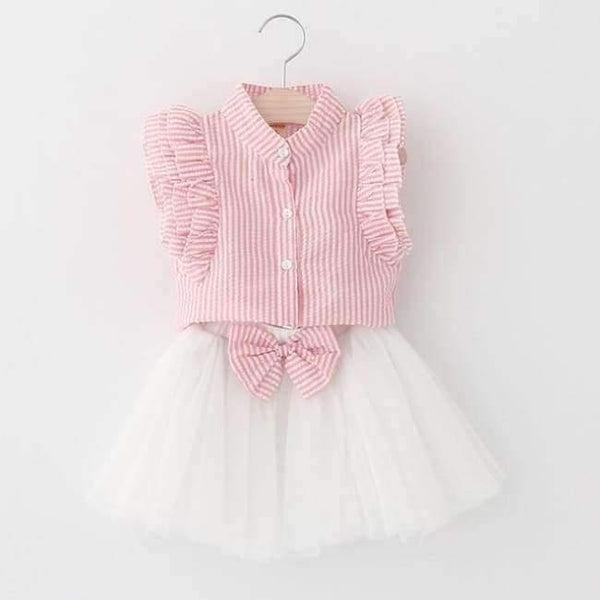 Planet Gates AZ856 pink / 2T Sweet Princess Dress Baby Kids Girls Clothing Wedding Party Dresses Children Clothing Pink Applique