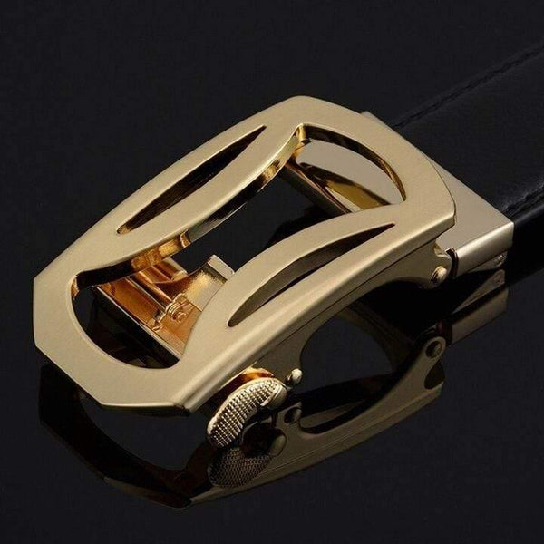 3.5cm Cow Genuine Leather Mens Belt Cowhide Strap For Male Ratchet Automatic Buckle Belts For Men  Brand Designer Belts