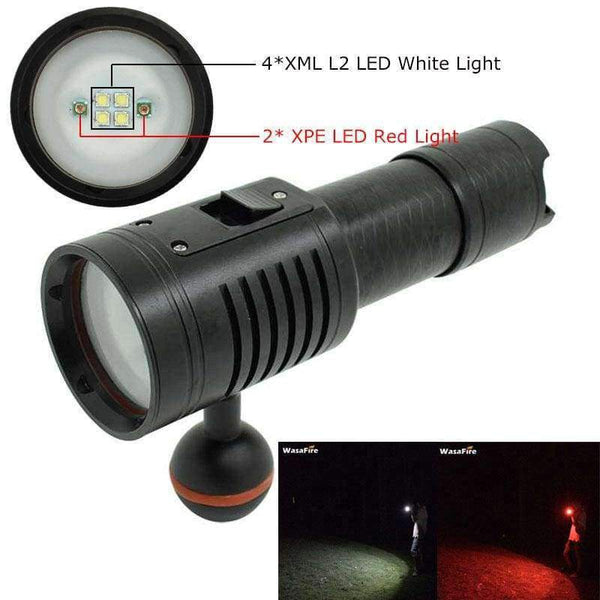 Planet Gates B (14LEDs) Video Light Professional LED Diving Flashlight Photography Torch White Red LED Scuba Photo Lamp+18650 Battery+Charger
