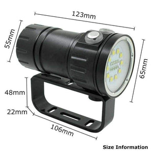 Planet Gates B (14LEDs) Video Light Professional LED Diving Flashlight Photography Torch White Red LED Scuba Photo Lamp+18650 Battery+Charger