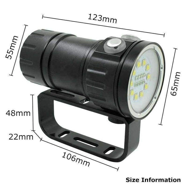 Planet Gates B (14LEDs) Video Light Professional LED Diving Flashlight Photography Torch White Red LED Scuba Photo Lamp+18650 Battery+Charger