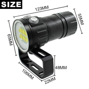 Planet Gates B (14LEDs) Video Light Professional LED Diving Flashlight Photography Torch White Red LED Scuba Photo Lamp+18650 Battery+Charger