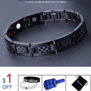 Planet Gates B / 22cm Men's Carbon Fiber Tourmaline Energy Balance Bracelet Health Care Jewelry Hologram Germanium Magnetic Therapy Bracelets healing