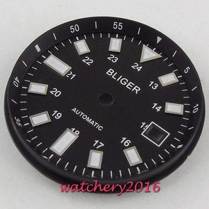 Planet Gates B 33mm Bliger Dial Date window Luminous marks fit 2824 2836 Miyota 8215 8205 821A movement men's Watch
