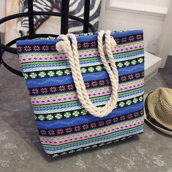 Planet Gates B / 42X10X35 Summer Women Canvas bohemian style strip Shoulder Beach Bag Female Casual Tote Shopping Big Bag floral Messenger Bags