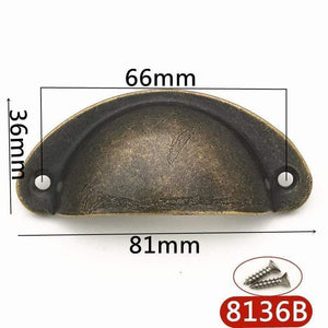 4pcs/lot Metal Kitchen Drawer Cabinet Door Handle Furniture Knobs Hardware Cupboard Antique Iron Shell Pull Handles