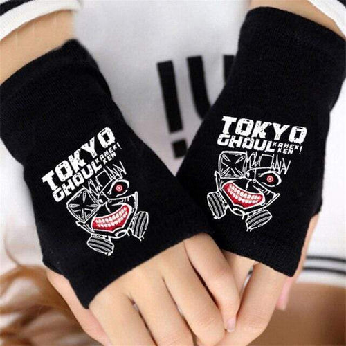 Planet Gates B Anime Tokyo Ghoul Kaneki Ken Cosplay Gloves Women Men Cotton Knitting Warm Half Finger Glove Wrist Mittens New