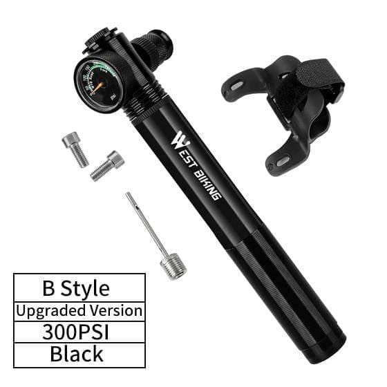 Planet Gates B Black 300PSI / China Portable Mini Pump for Bicycle Pump Bike Hand Inflator Schrader Presta Valve Adapter Cycling Tire Needle Air Hose