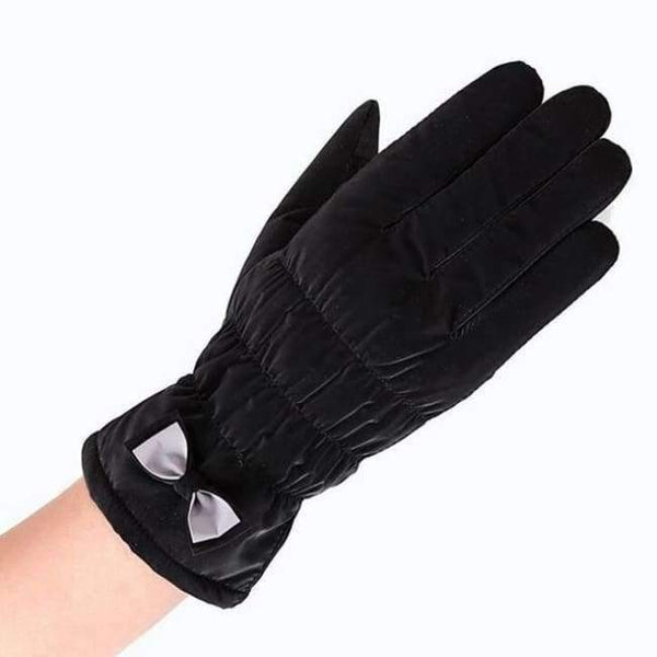 Planet Gates B Black / One Size New Female Winter Outdoor Sports Warm Windproof Cartoon Bear Touch Screen Gloves Fashion Women Bow Tie Plush Gloves Mittens 17